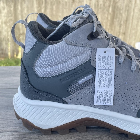 Merrell Tempo Sol Mid WP Boots Men 10.5 Gray Waterproof Hiking Trail J038733 NEW - Picture 11 of 14